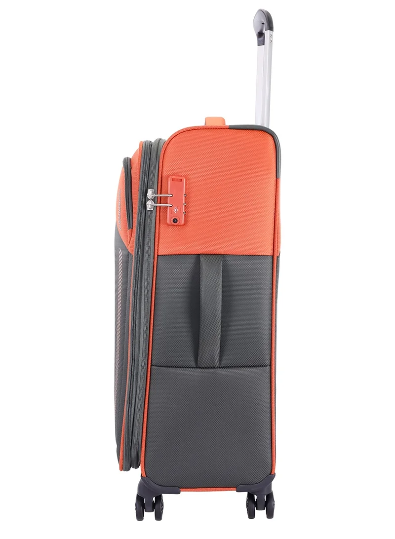 AMERICAN TOURISTER Dashway Suitcase, Check-In Size 82 cm / 31 inch, 4 Wheels, Soft Top, Polyester, Puffin Orange / Grey|TSA Lock|Expandable|Inner Mesh Zippered Pocket|DuoSaf™ Security Zipper|Front Storage - 3 Years International Warranty